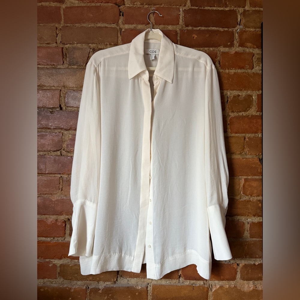 COS Cream Long-Sleeve Button-Down Shirt